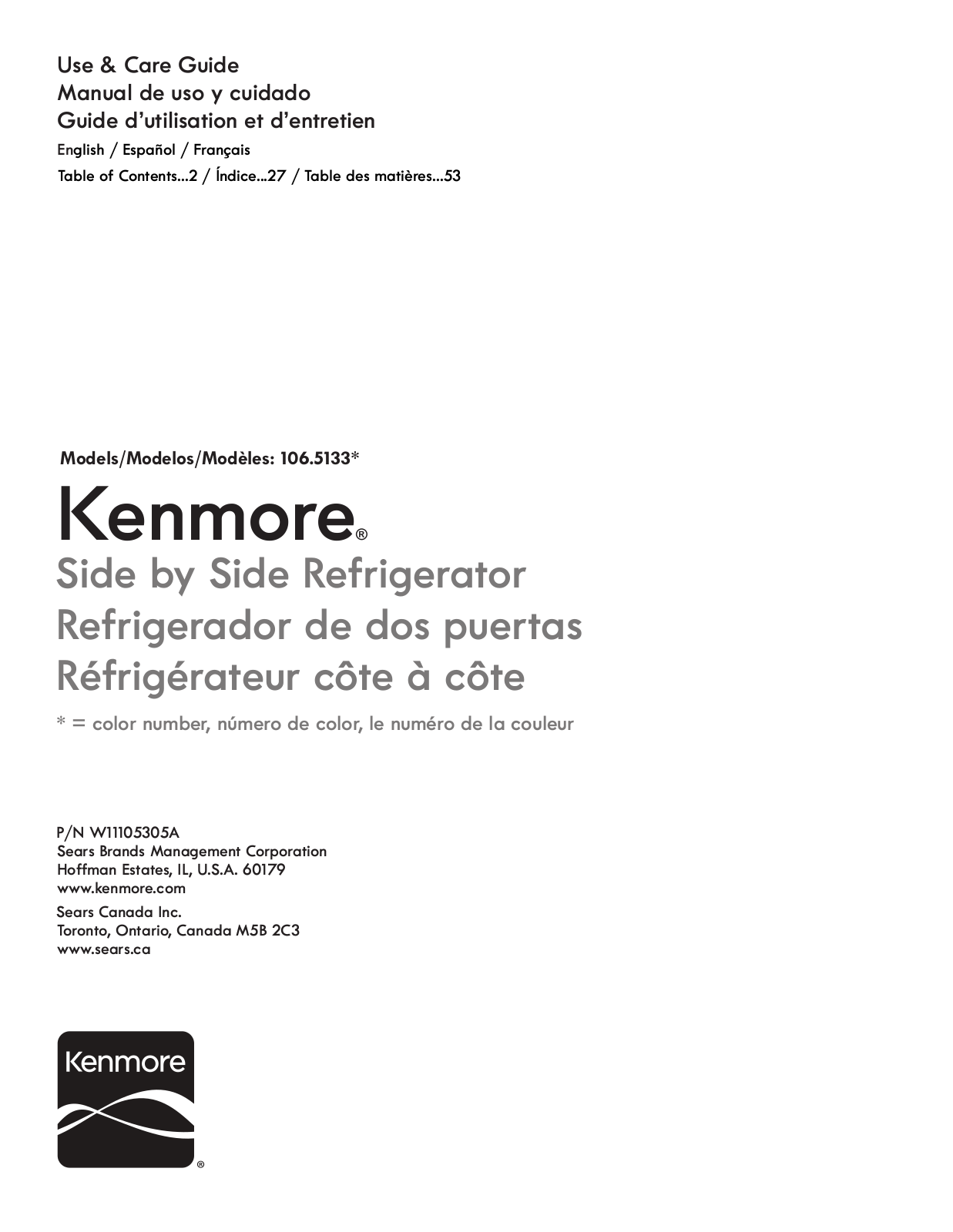 Kenmore 10651339710, 10651335710, 10651332710 Owner’s Manual