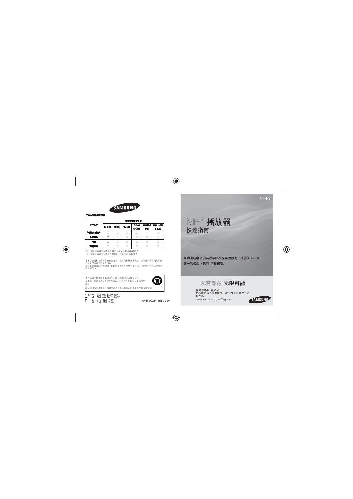 Samsung YP-P3EB, YP-P3CS, YP-P3NB, YP-P3AB, YP-P3CB User Manual