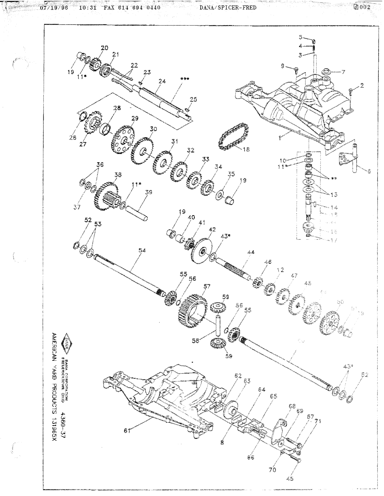 Dana 4360-37 Parts List