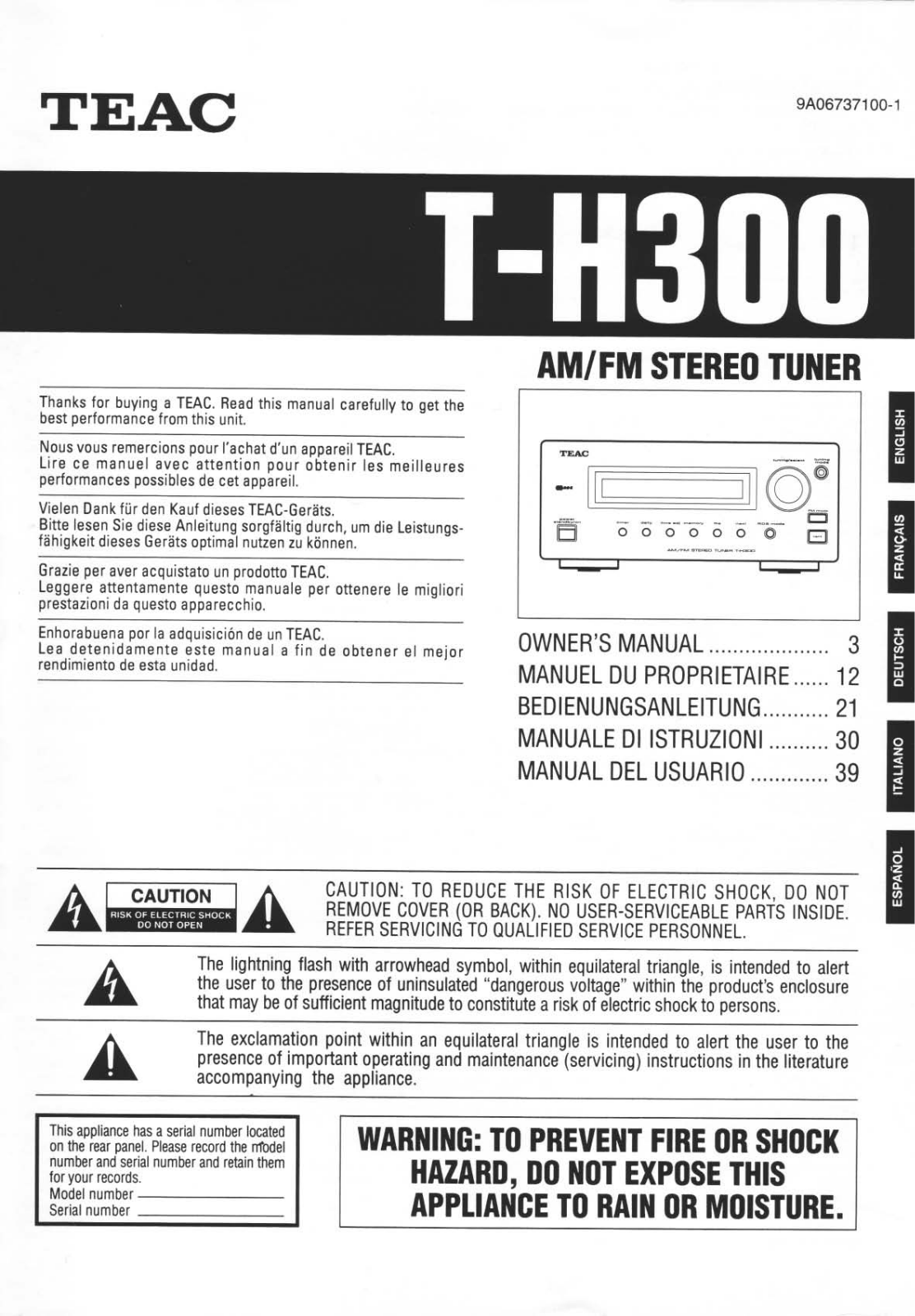TEAC T-H300 MK2 User Manual