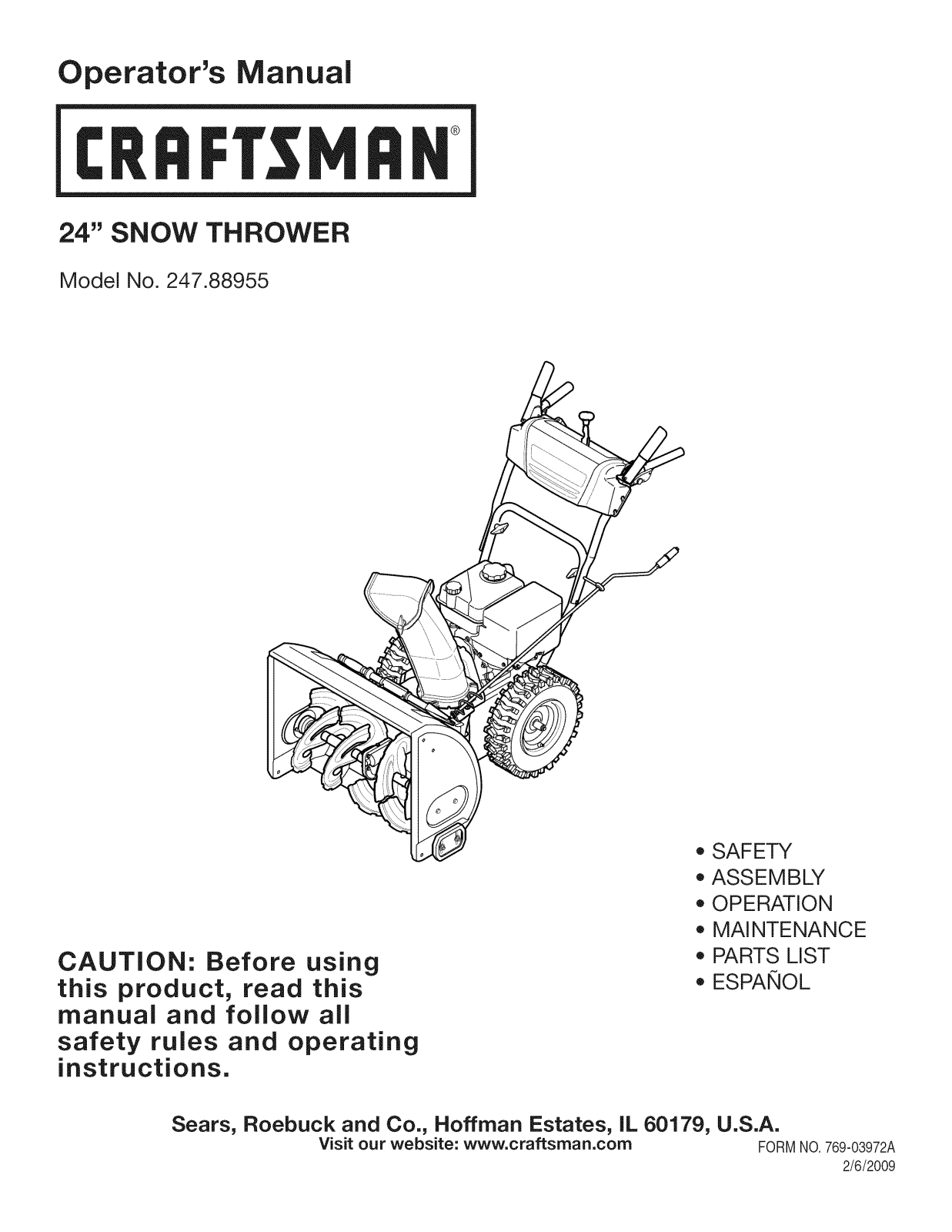 Craftsman 247889550 Owner’s Manual