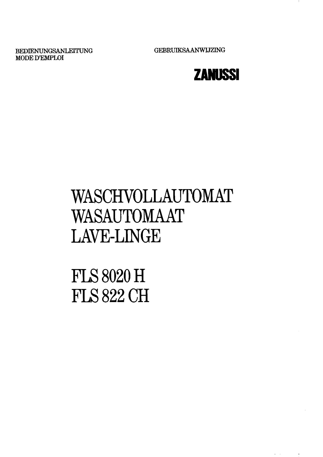 Zanussi FLS8020, FLS822CH User Manual