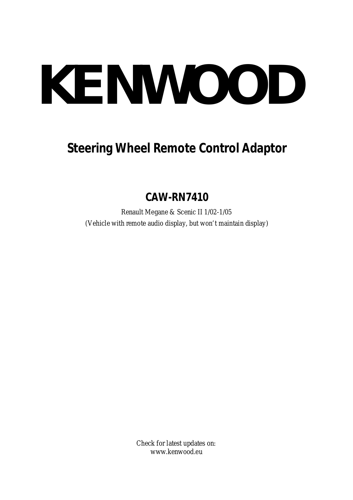 Kenwood CAW-RN7410 User Manual