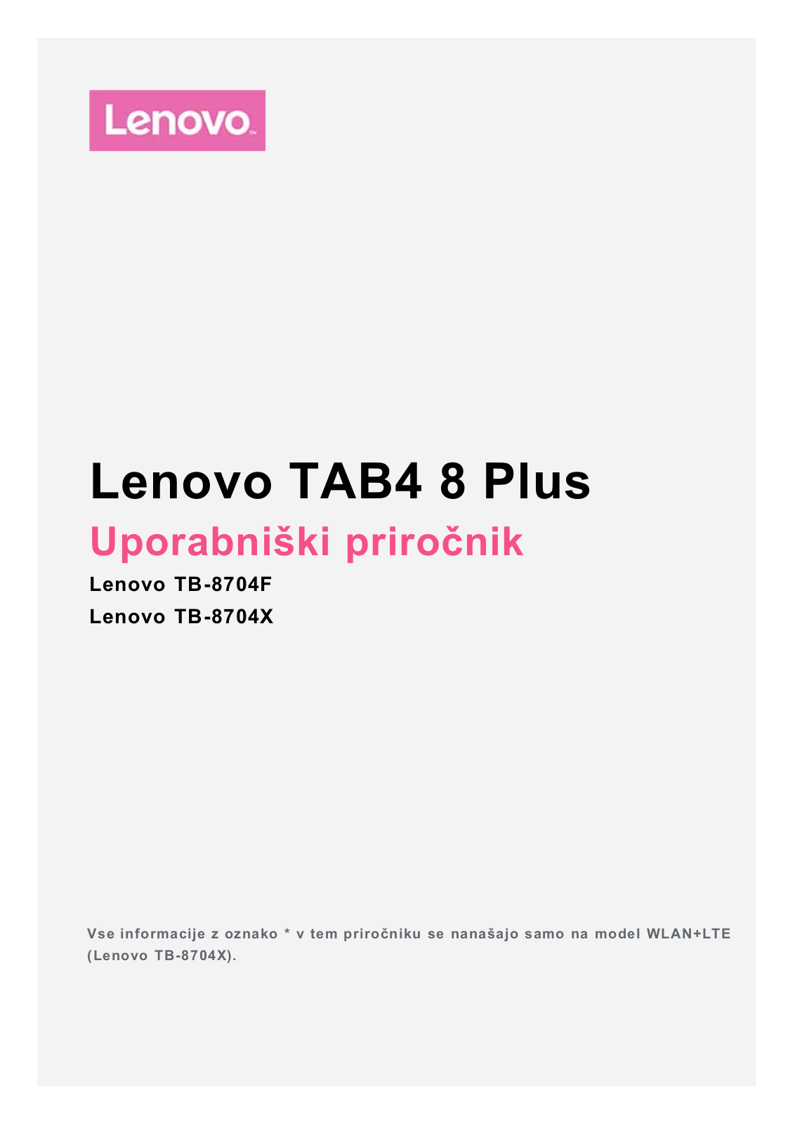 Lenovo TAB4 8 Plus User Guide