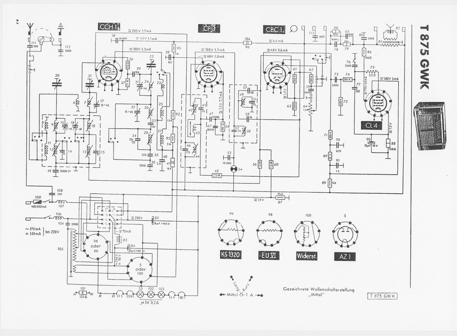 Telefunken T875-GWK Schematic