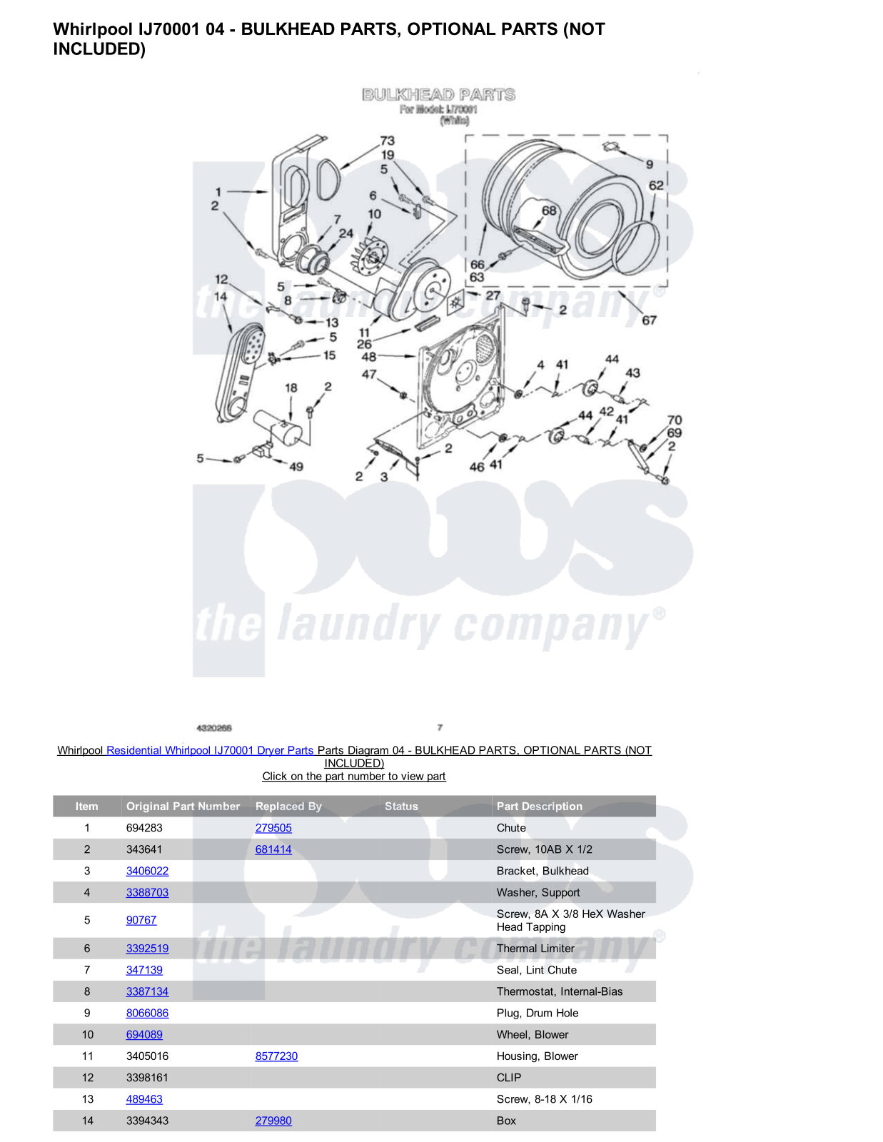 Whirlpool IJ70001 Parts Diagram