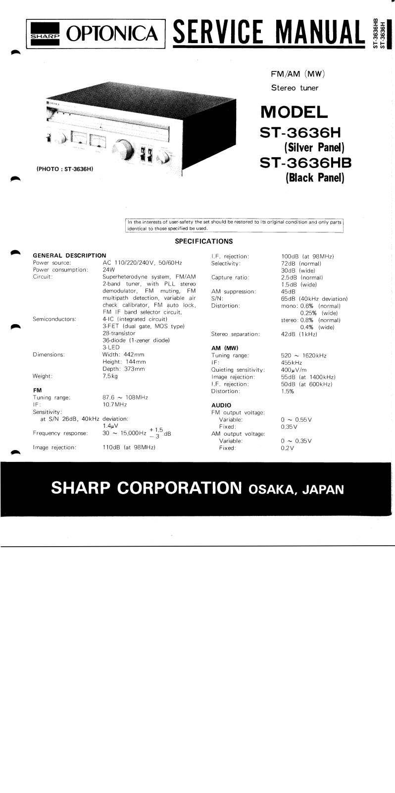 Sharp ST-3636-H, ST-3636-H, ST-3636-HB Service manual