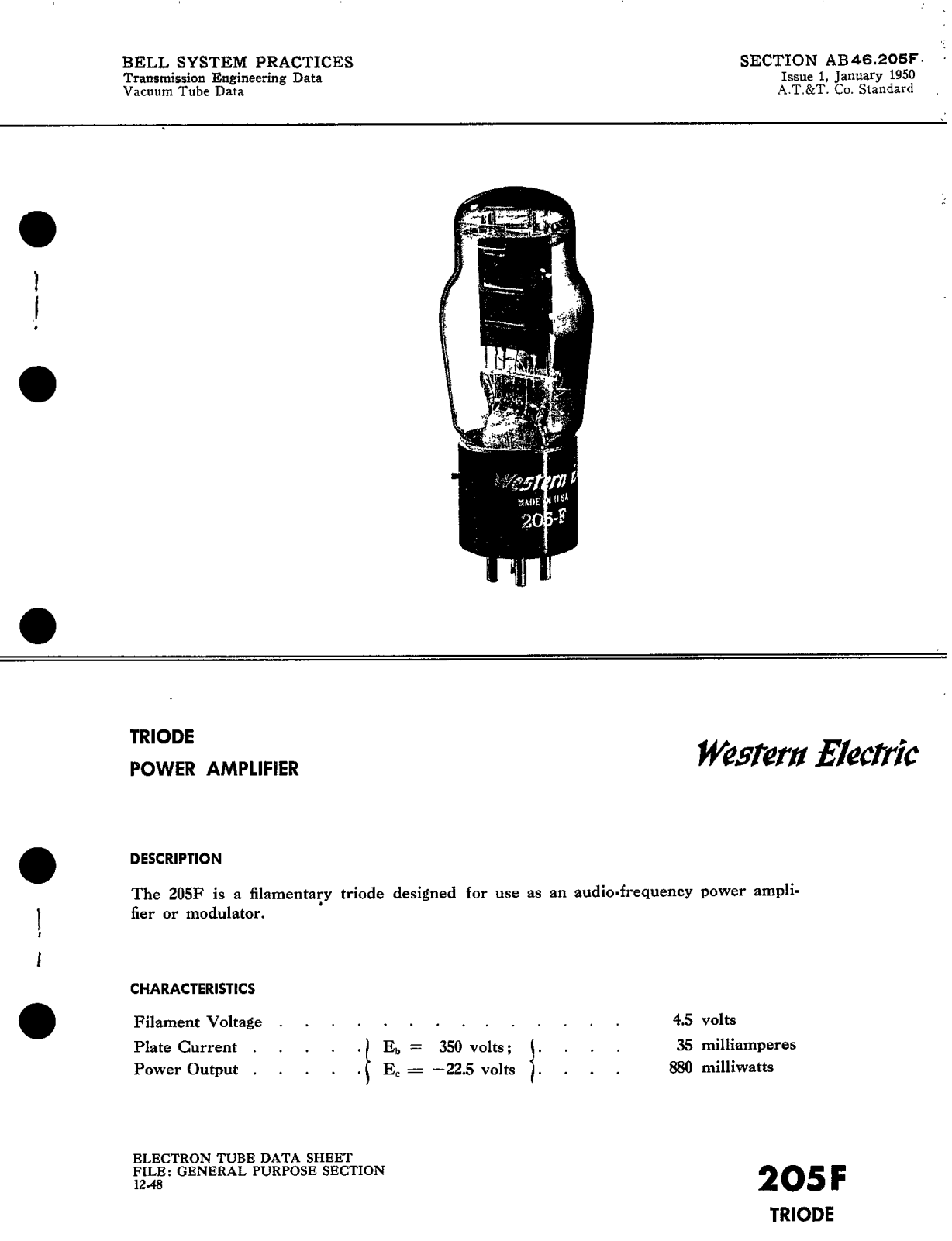 Western Electric 205-F Brochure