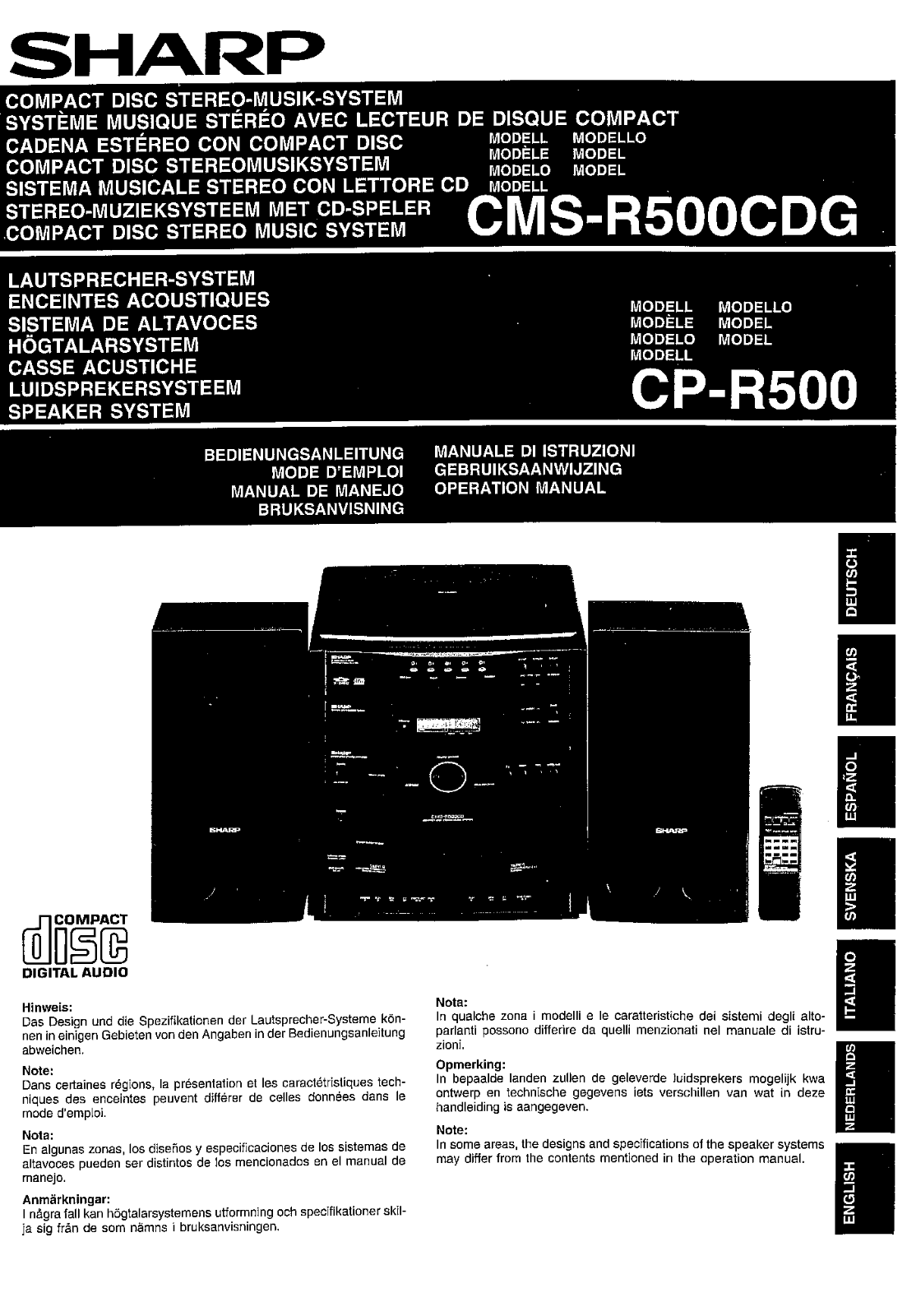 Sharp CP-R500 User Manual