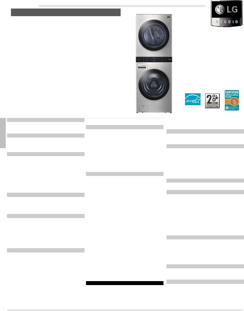 LG WSEX200HNA, WSGX201HNA Specification Sheet