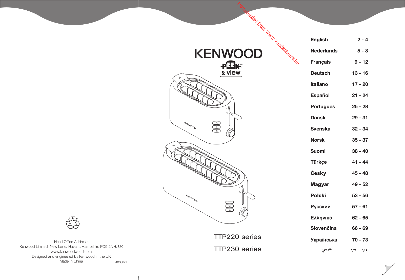 KENWOOD TTP230 User Manual