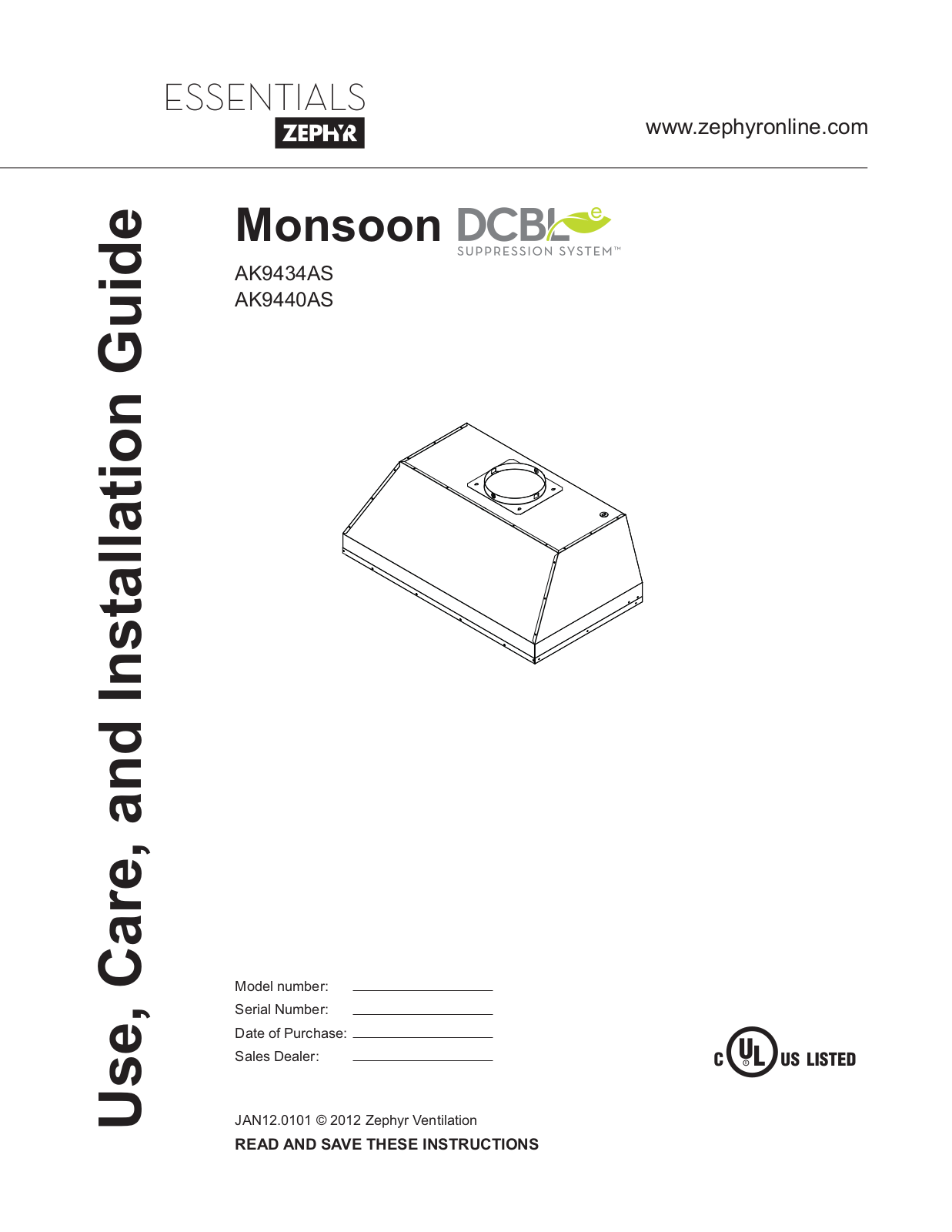 Zephyr AK9428AS User Manual