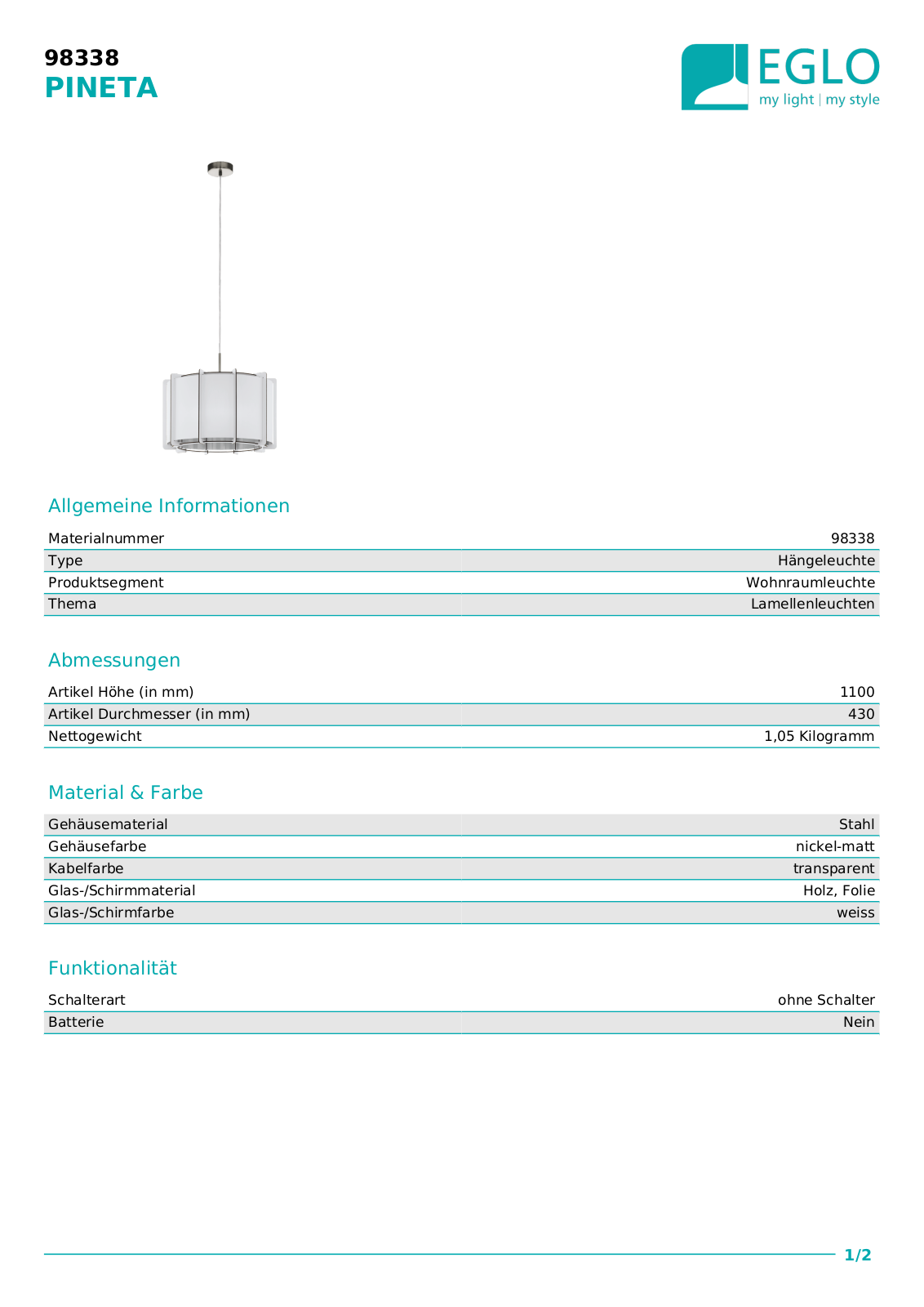 Eglo 98338 Service Manual