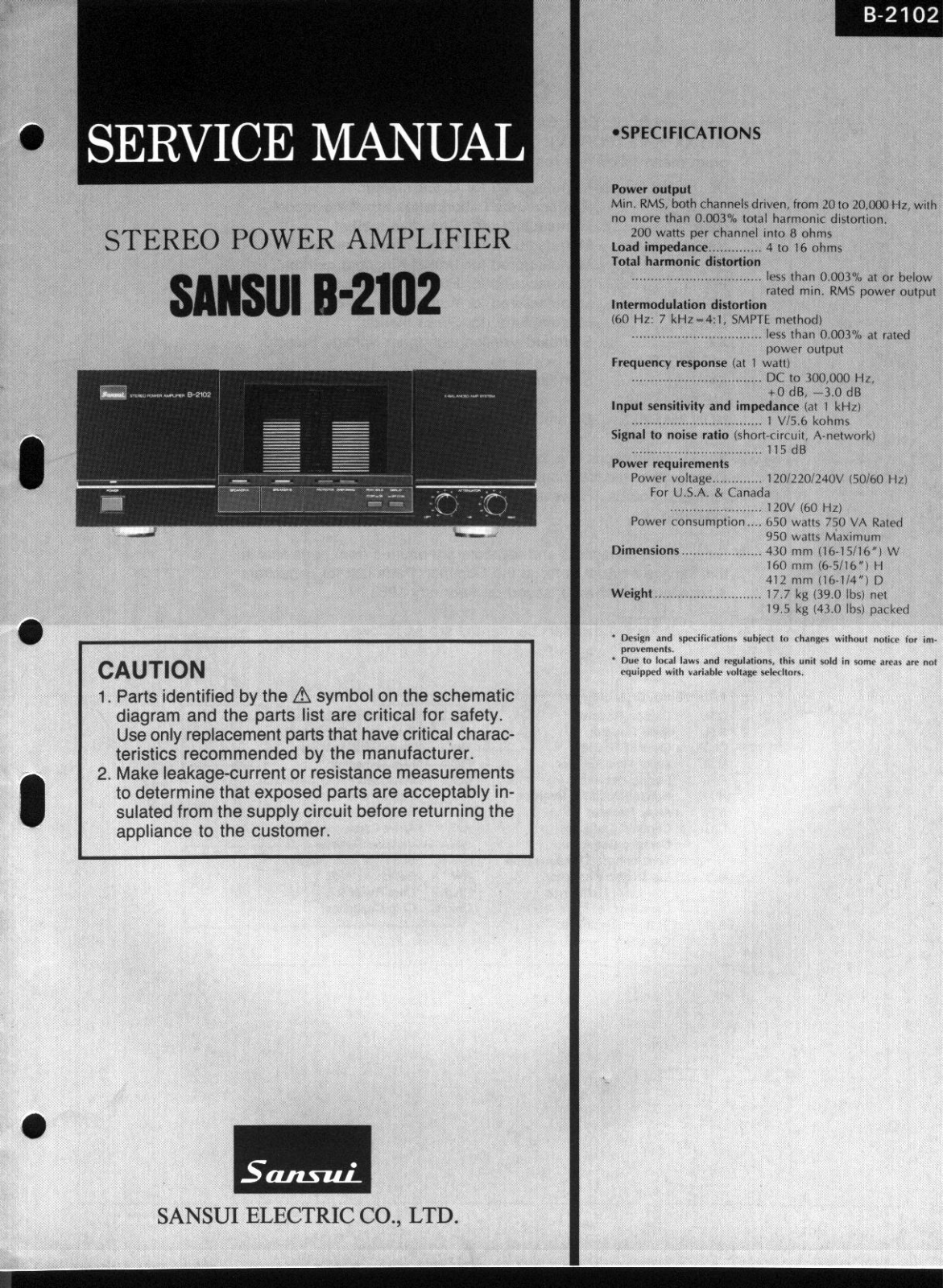 Sansui B-2102 Schematic