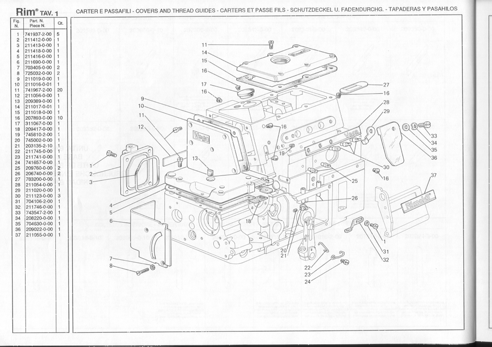 Rimoldi F27-00-1CD-07 Parts List