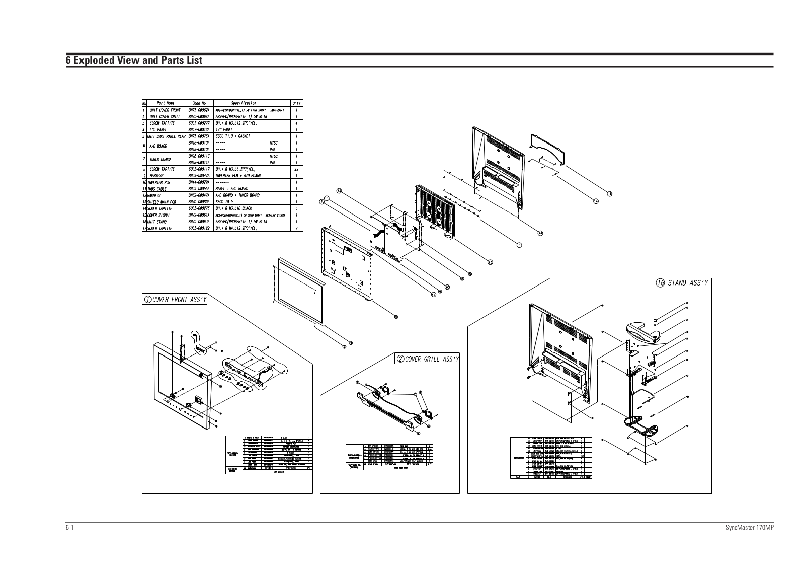 Samsung ML17ASSS, ML17NSSS, ML17ASFSS Expoioded View and Parts List