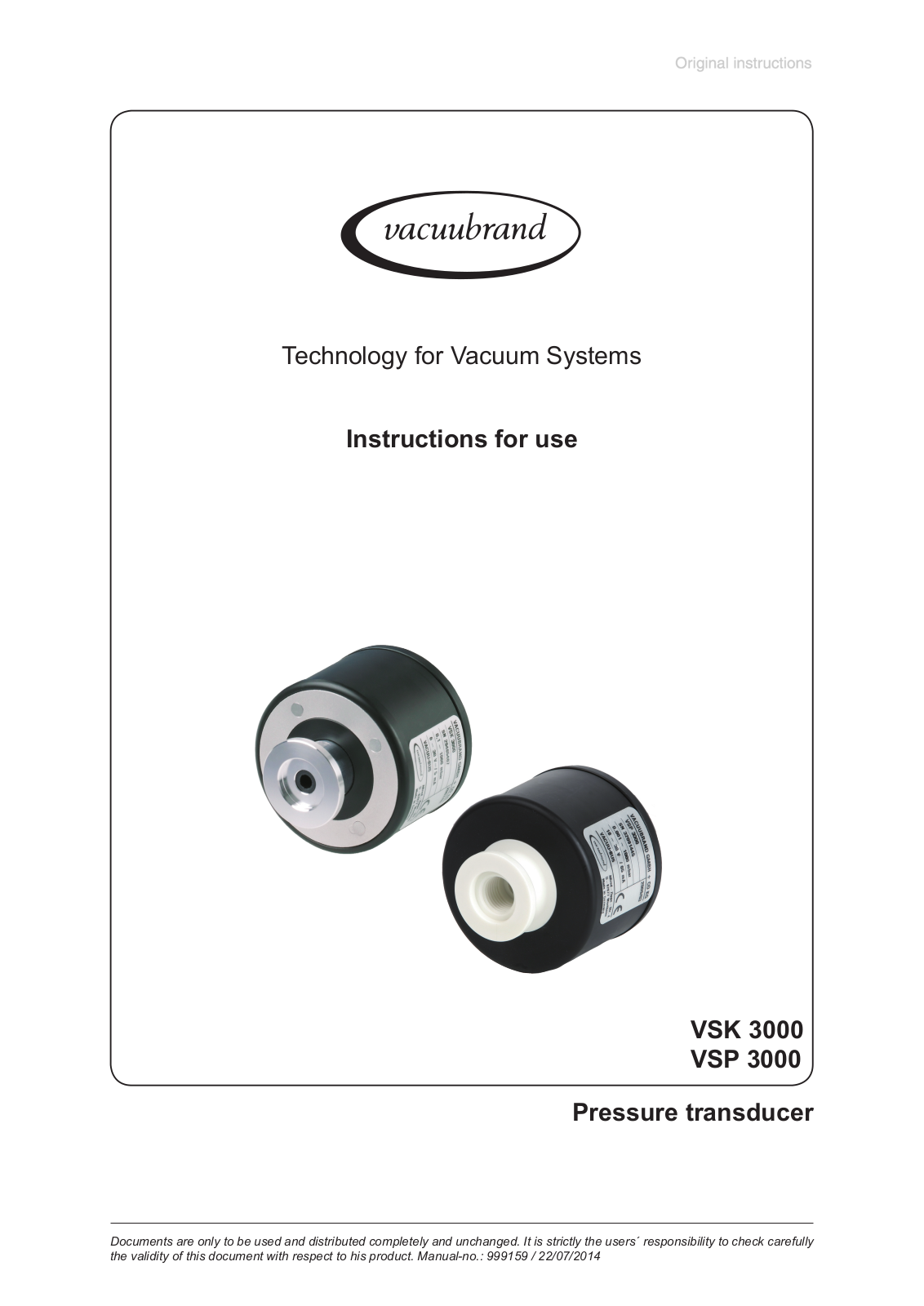 VACUUBRAND VSP 3000 User Manual