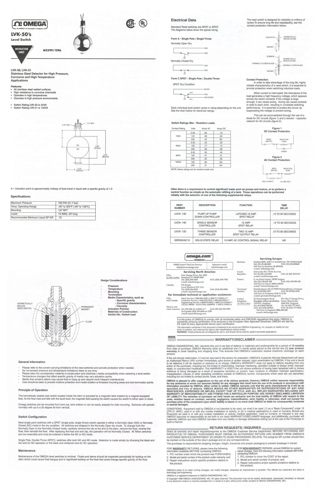 Omega Products LVK-50 Installation  Manual