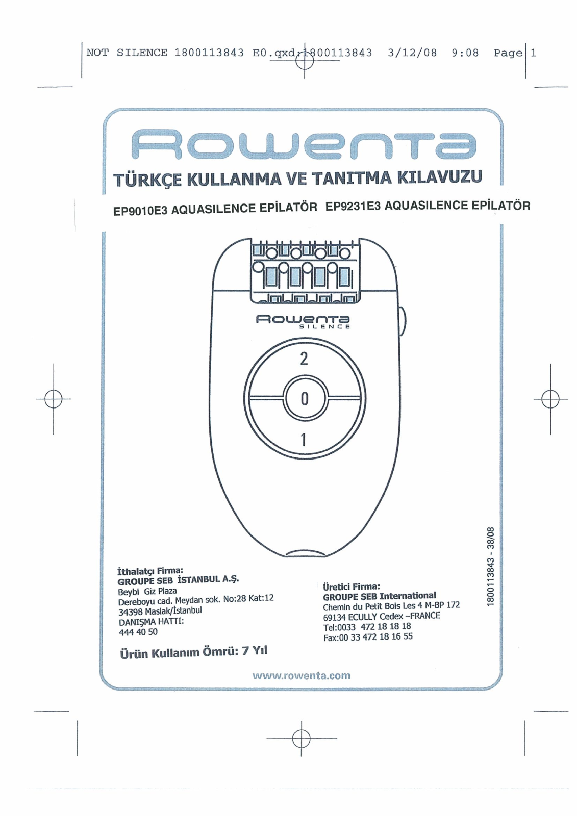 Rowenta EP9014 User manual