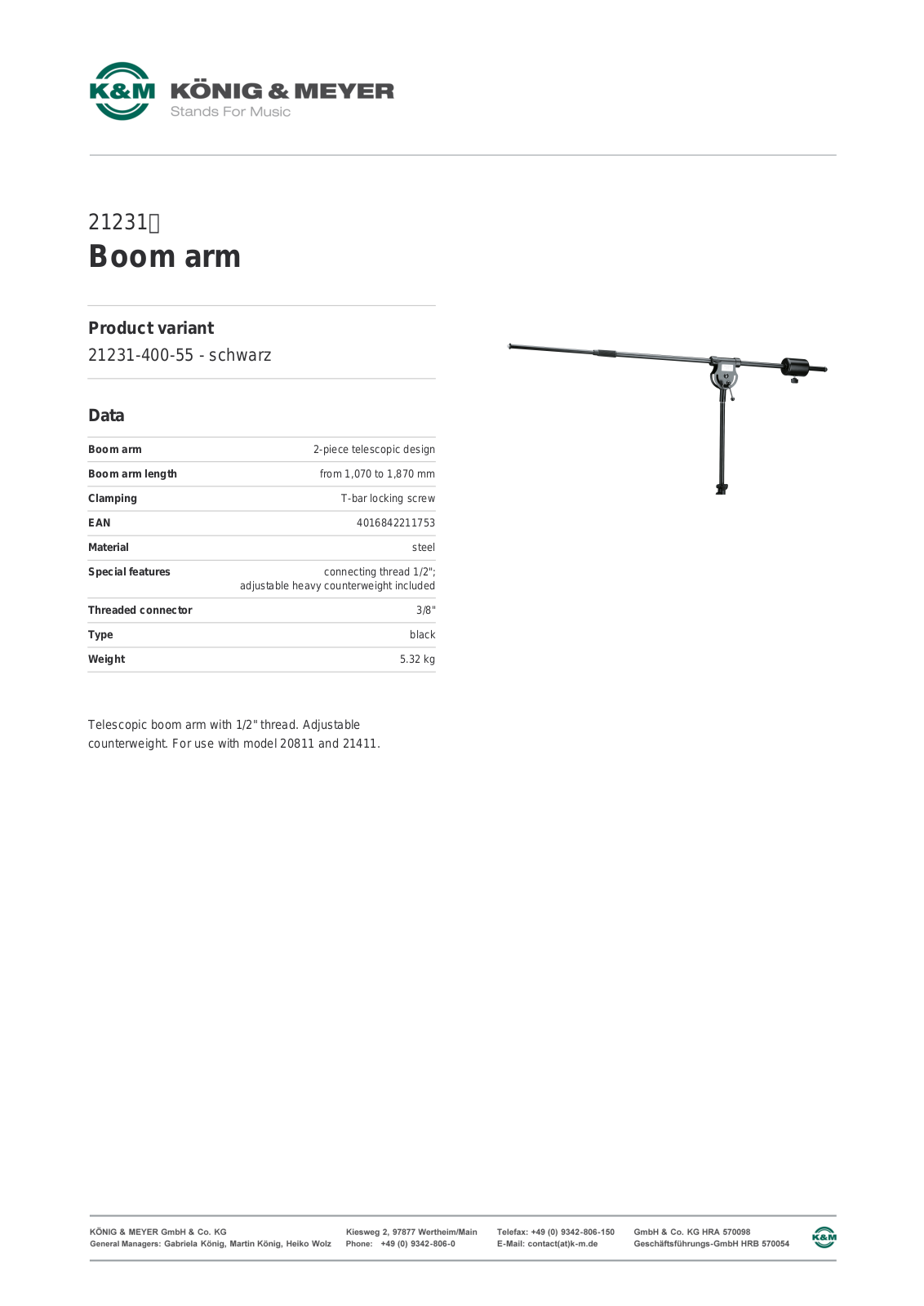 K&M 21231 Data Sheet