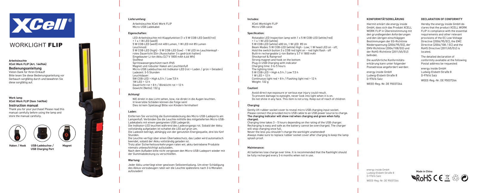 XCell WORKLIGHT FLIP User guide