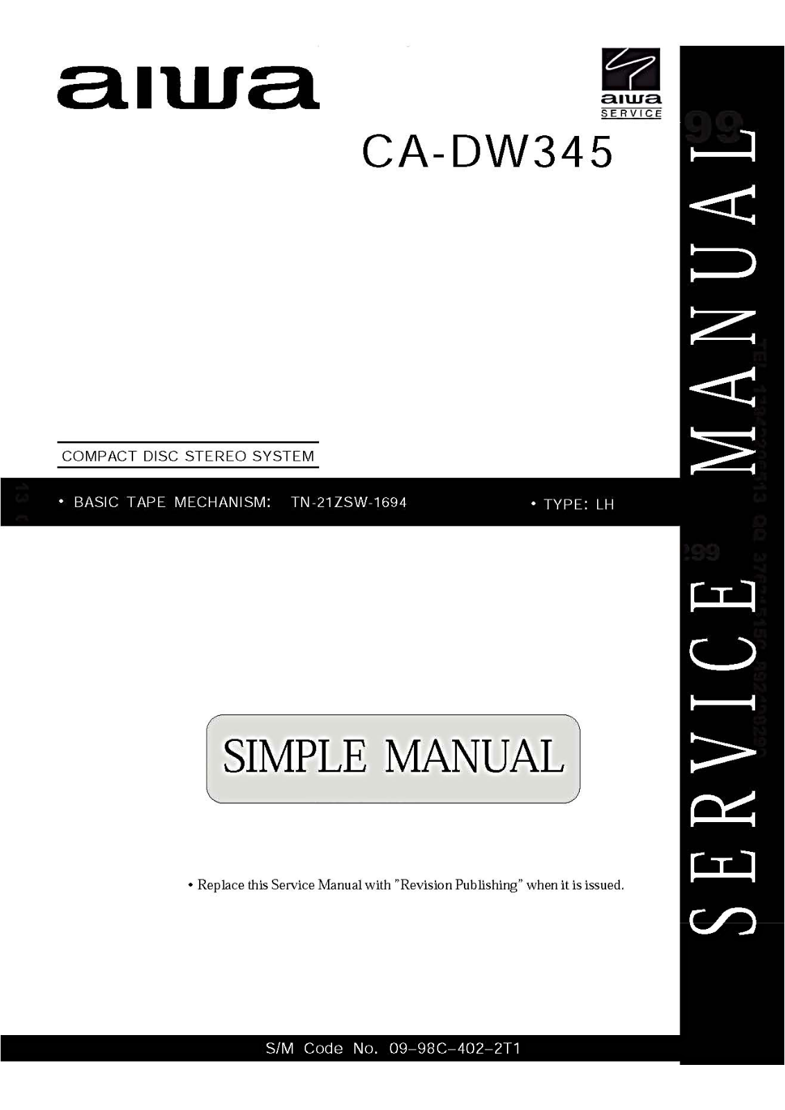 Aiwa CA-DW345 Service Manual