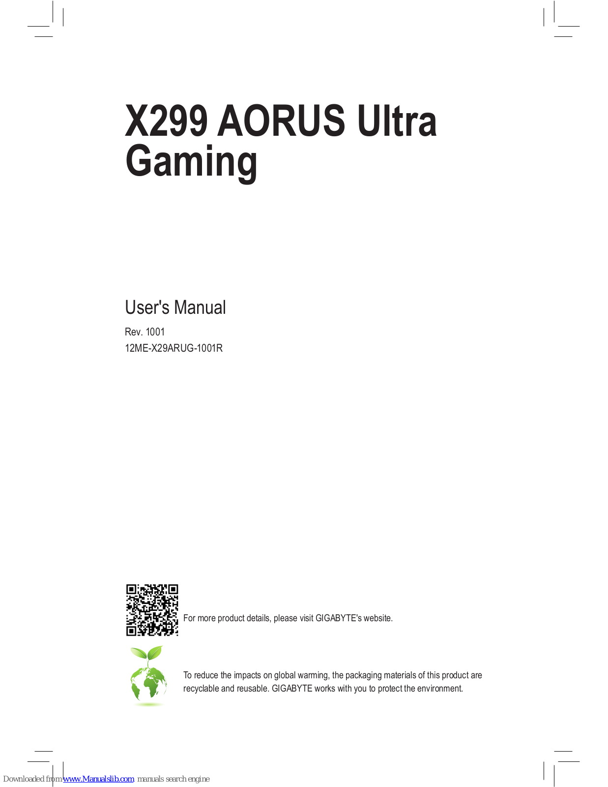 Gigabyte X299 AORUS Ultra Gaming, X299 AORUS Gaming 9 User Manual