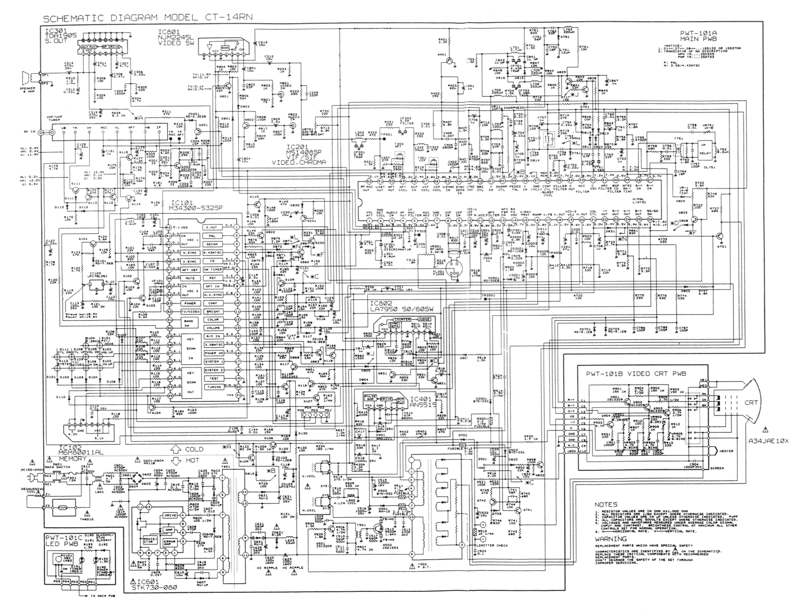 NEC PWT101A, CT-14RN Schematic