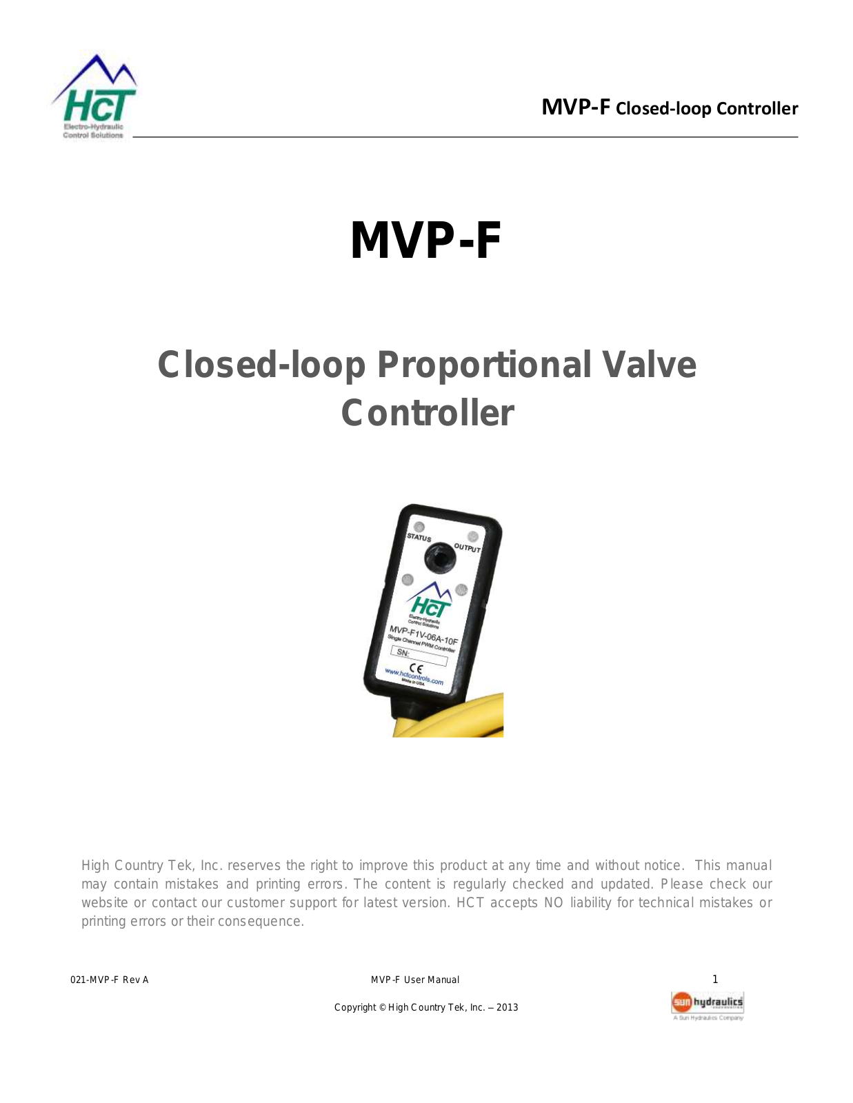 HCT MVP-F User Manual