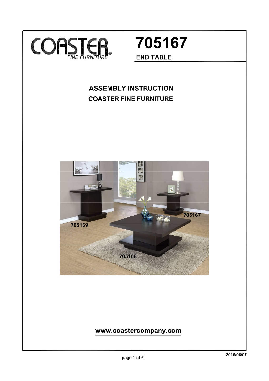 Coaster 705167 Assembly Guide - ManualMachine.com