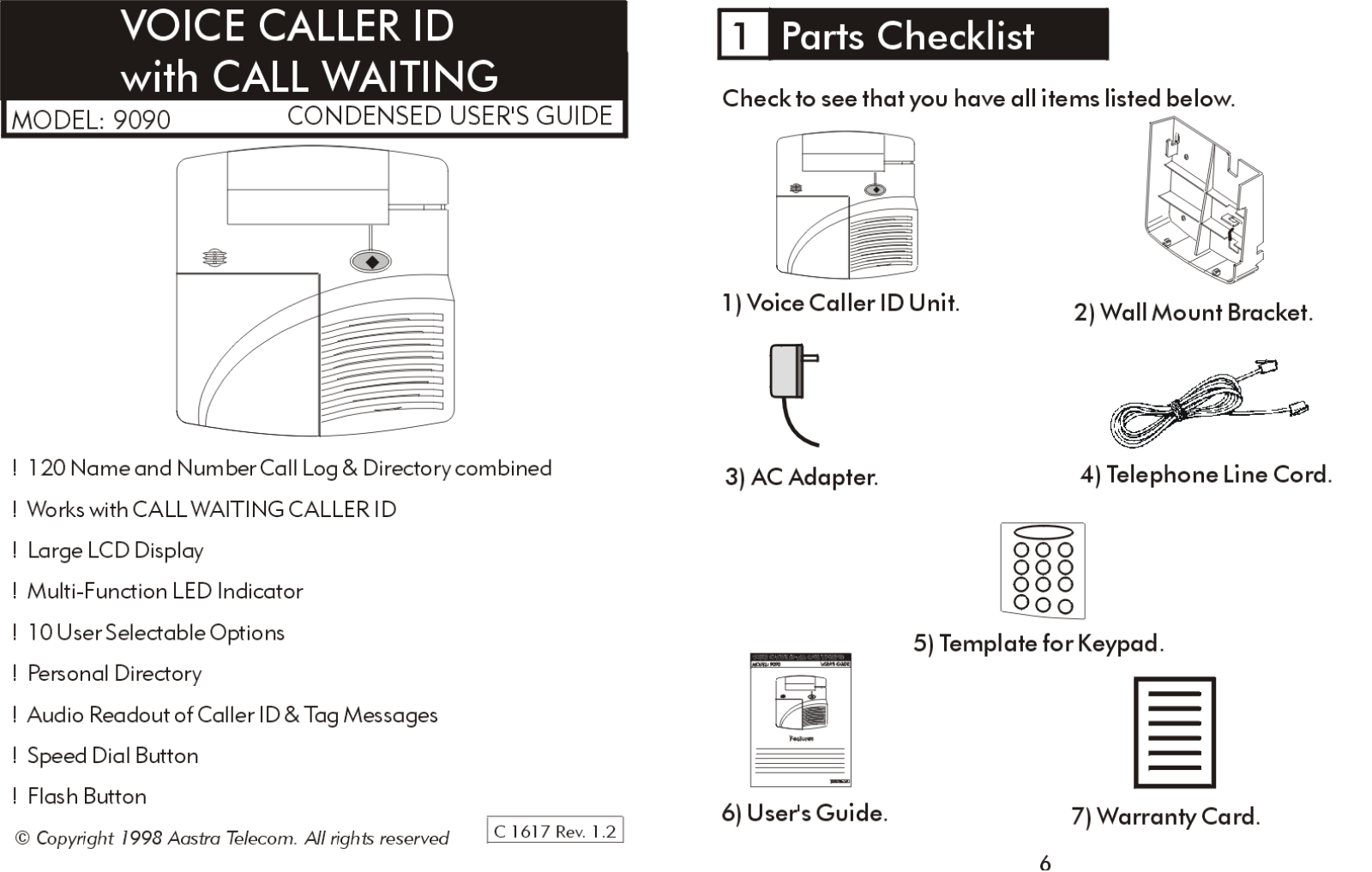 Astra Voice 9090 Caller ID User Guide