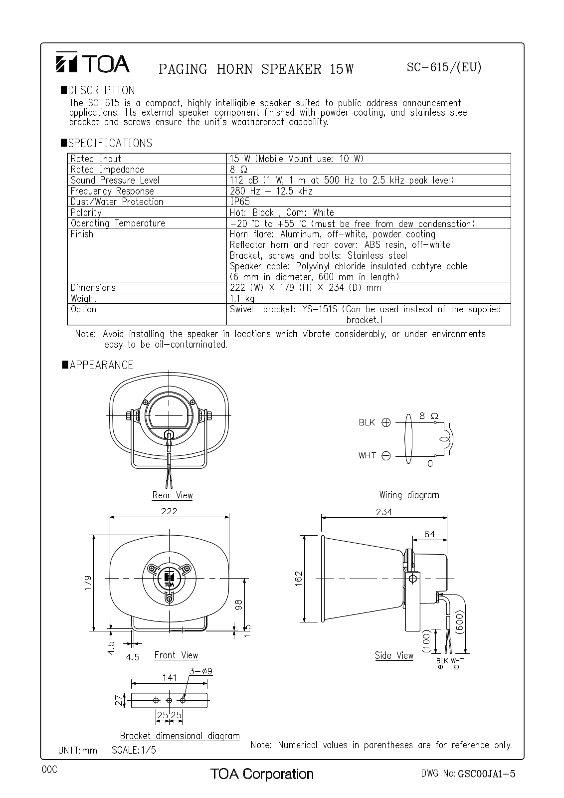 TOA SC-615 User Manual