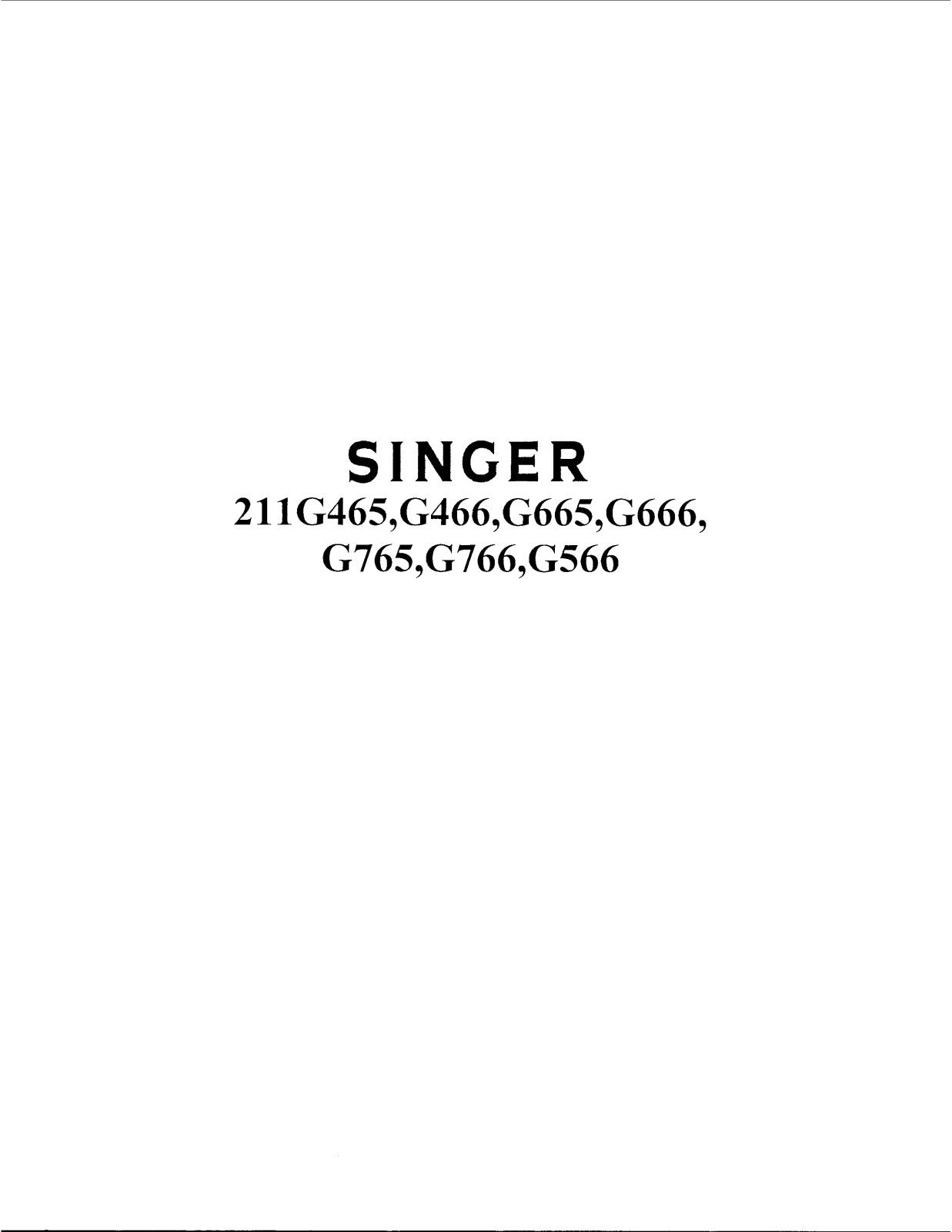 SINGER 211G465, 211G466, 211G665, 211G666, 211G765 Parts List