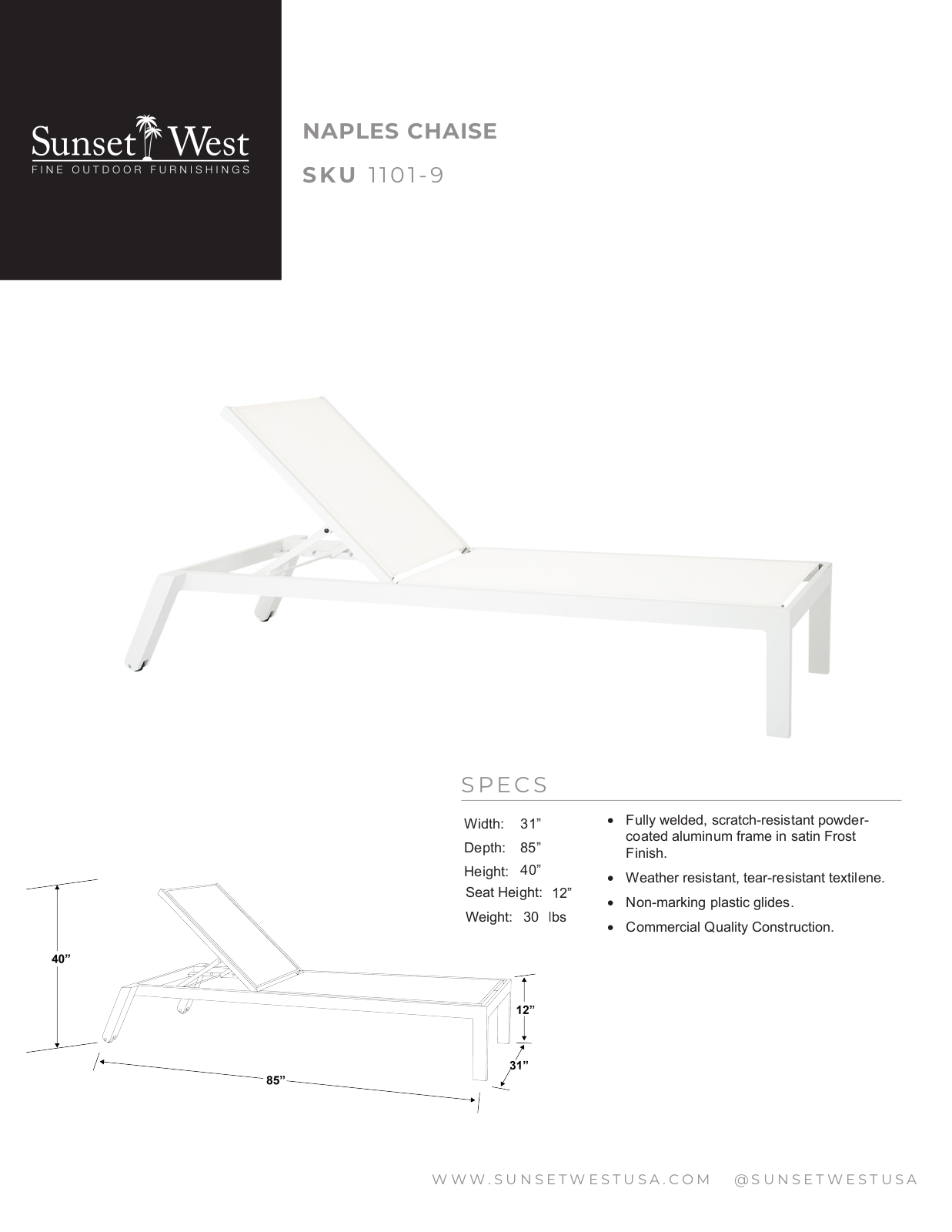 Sunset West XSW10238 Specifications - ManualMachine.com