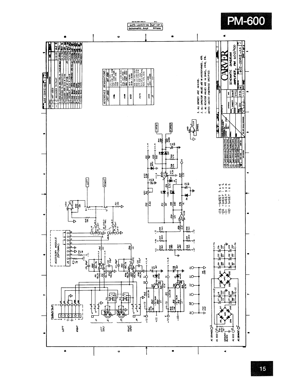 Carver Professional PM-600 Schematic