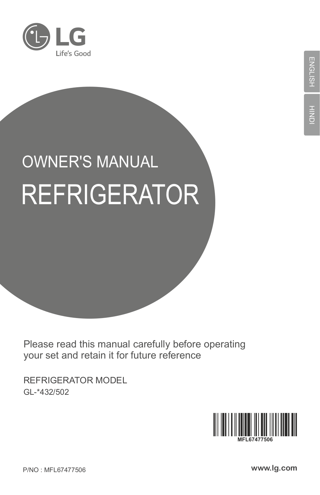 LG GL-T502FES4, GL-T502FPZN Owner’s Manual