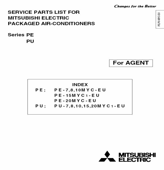Mitsubishi PE-7MYCEU, PE-8MYCEU, PE-10MYCEU, PE-15MYCEU, PE-20MYCEU Parts Catalog