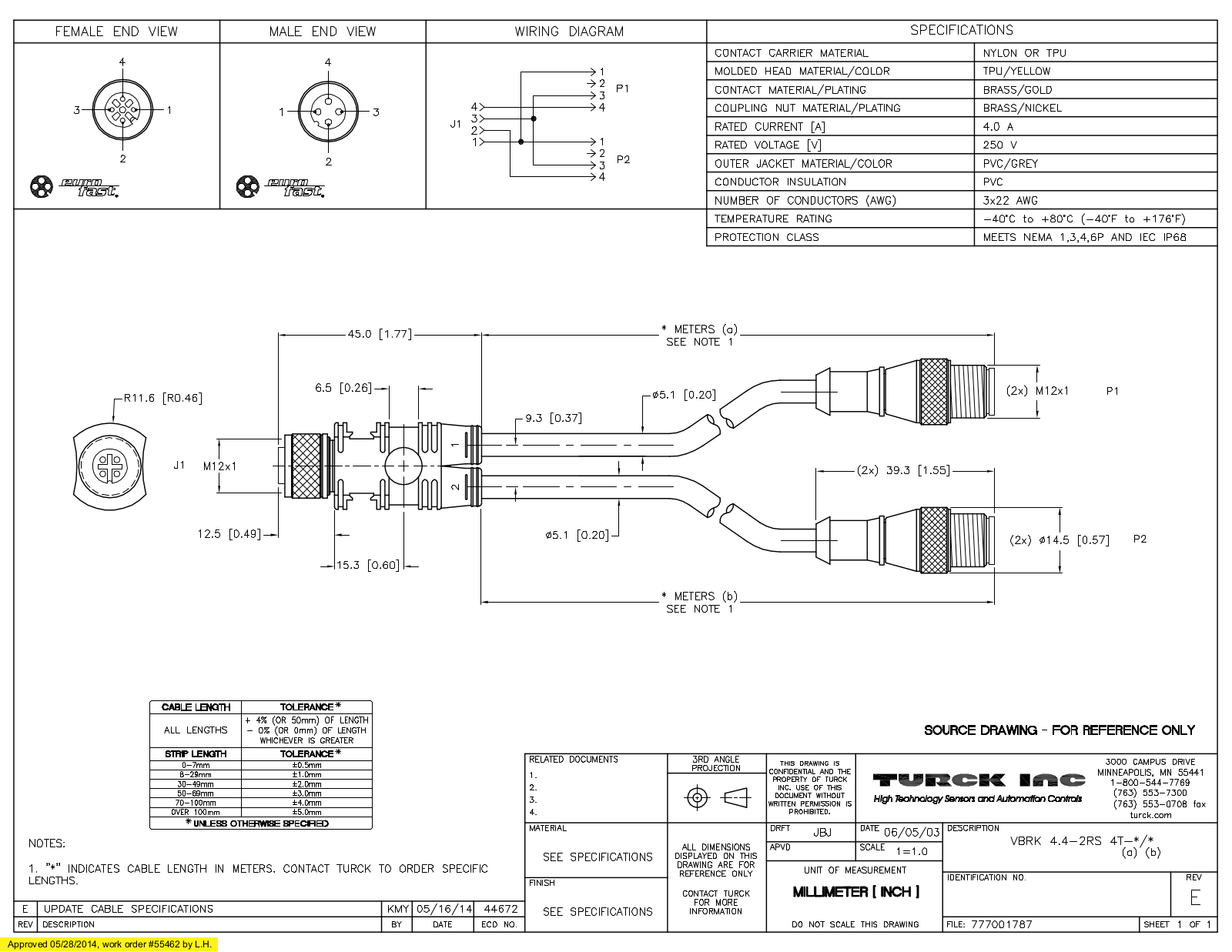 Turck VBRK4.4-2RS4T-0.3/0.3 Specification Sheet