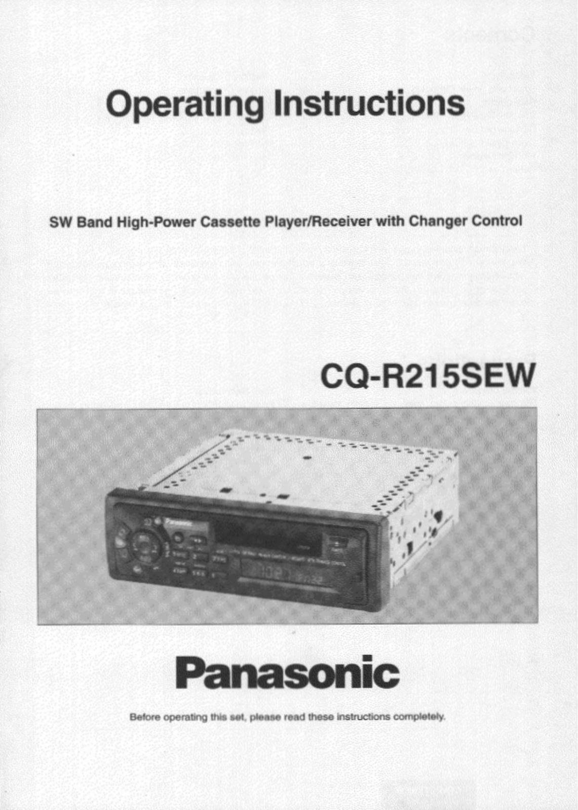Panasonic cq-r215sew Operation Manual