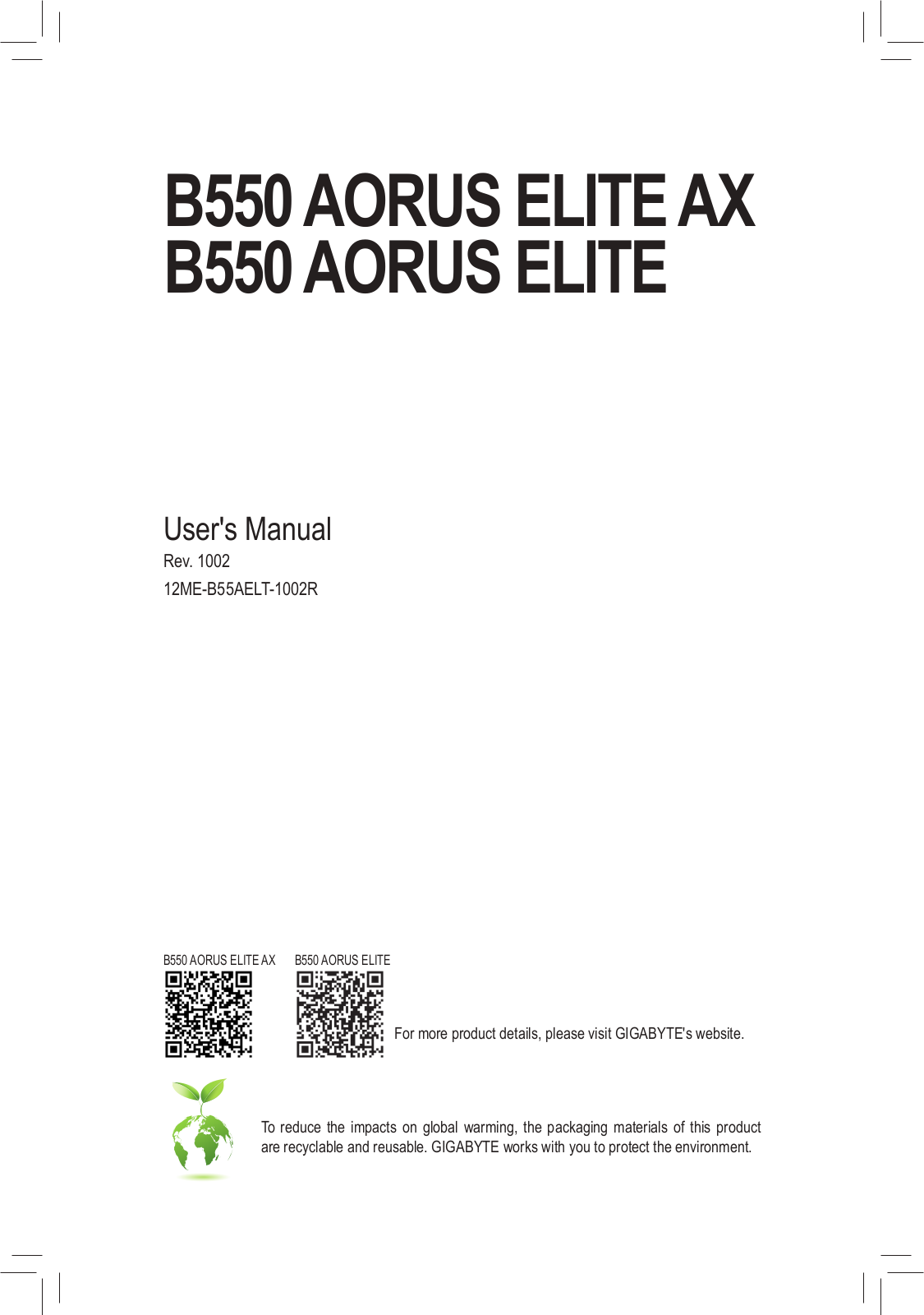 GIGABYTE B550 AORUS ELITE AX User Manual