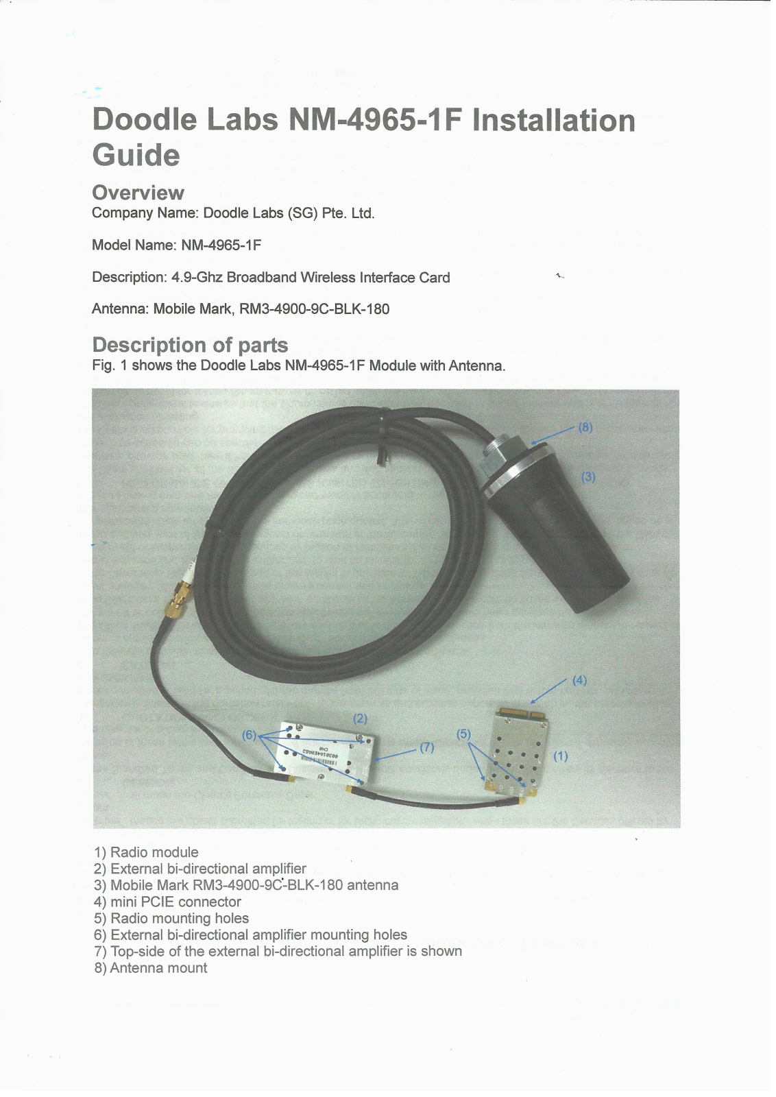 Doodle Labs NM-4965-1F Installation Guide