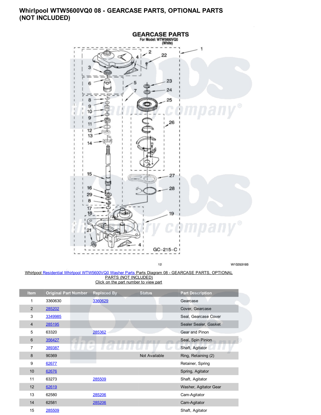 Whirlpool WTW5600VQ0 Parts Diagram