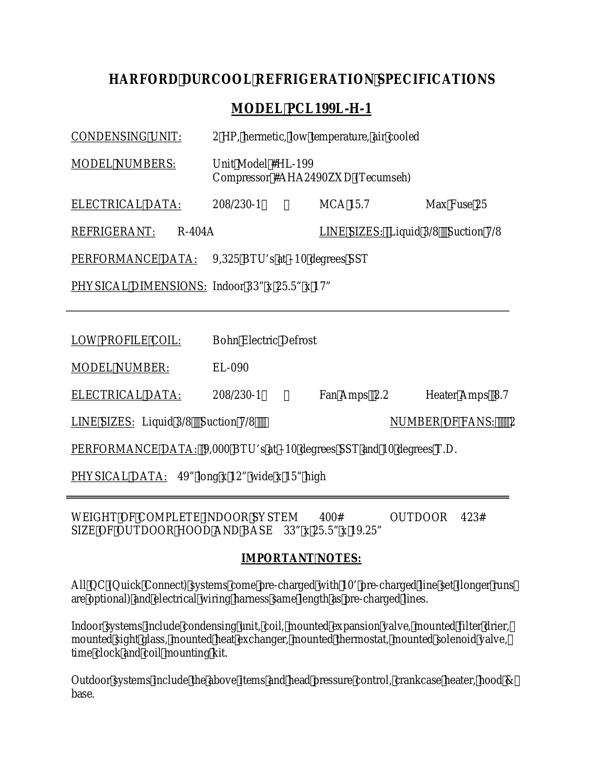 Harford HL-199 User Manual