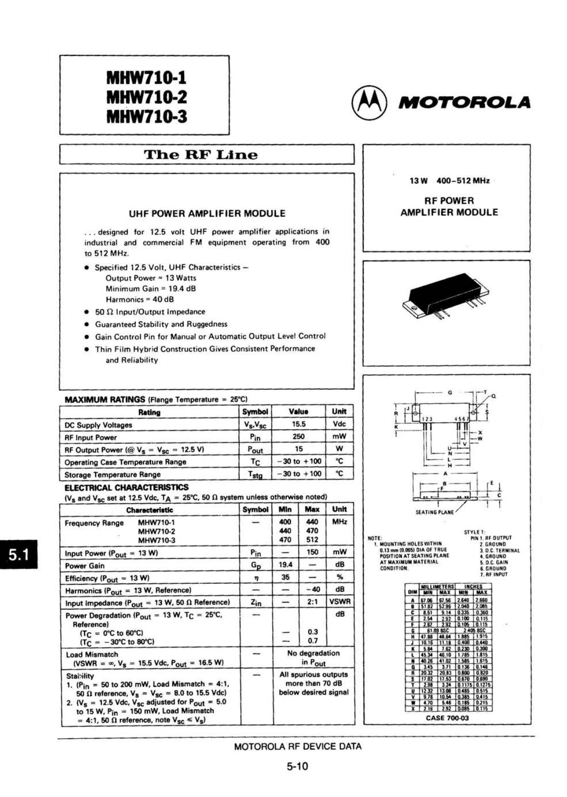 Datasheets MHW710-1 Datasheet - ManualMachine.com