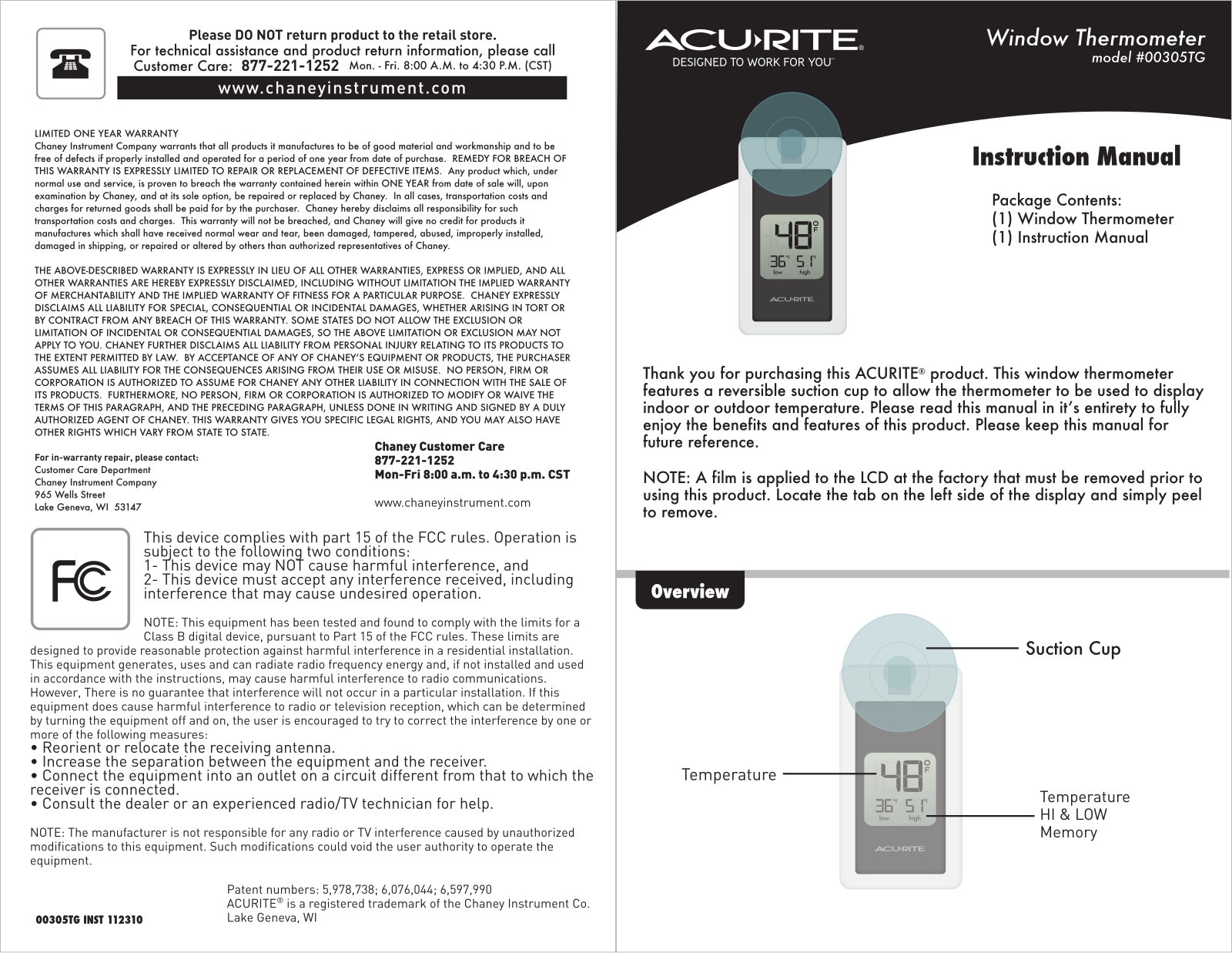 Acu-Rite 00305TG User Manual