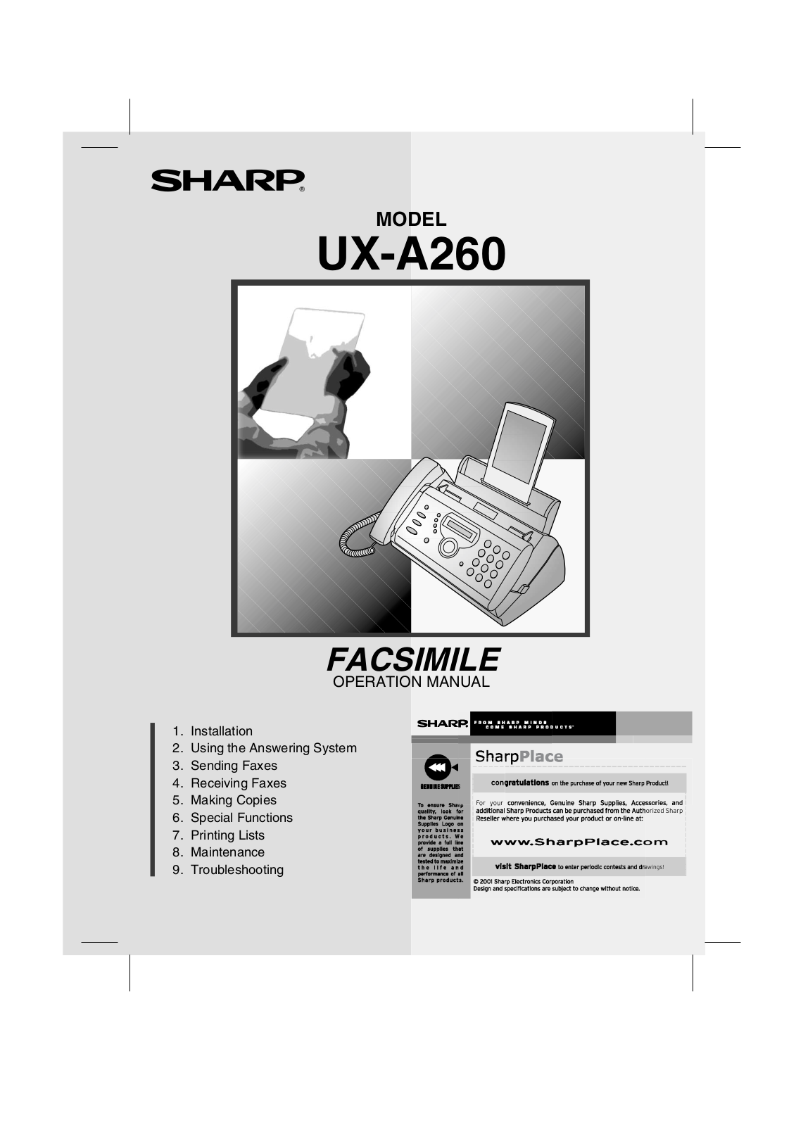 Sharp UX-A260 User Manual