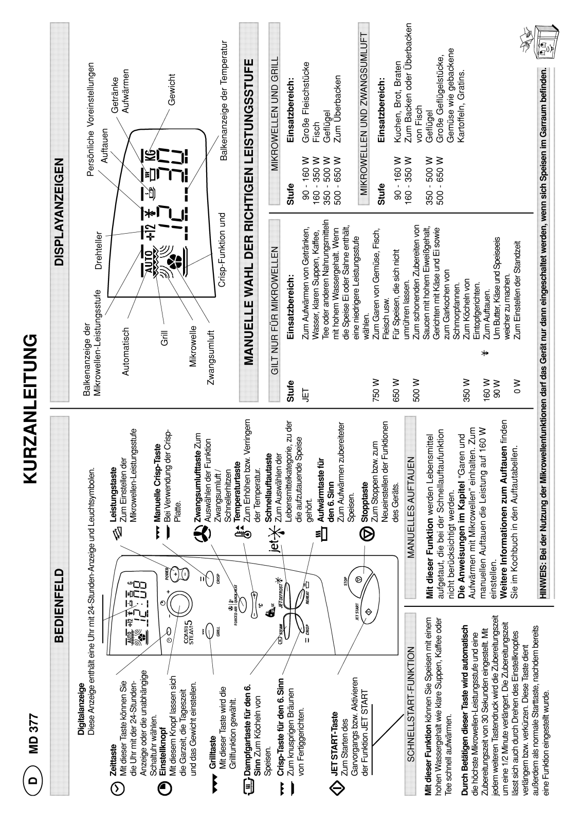 Whirlpool MD 377/BLANC INSTRUCTION FOR USE