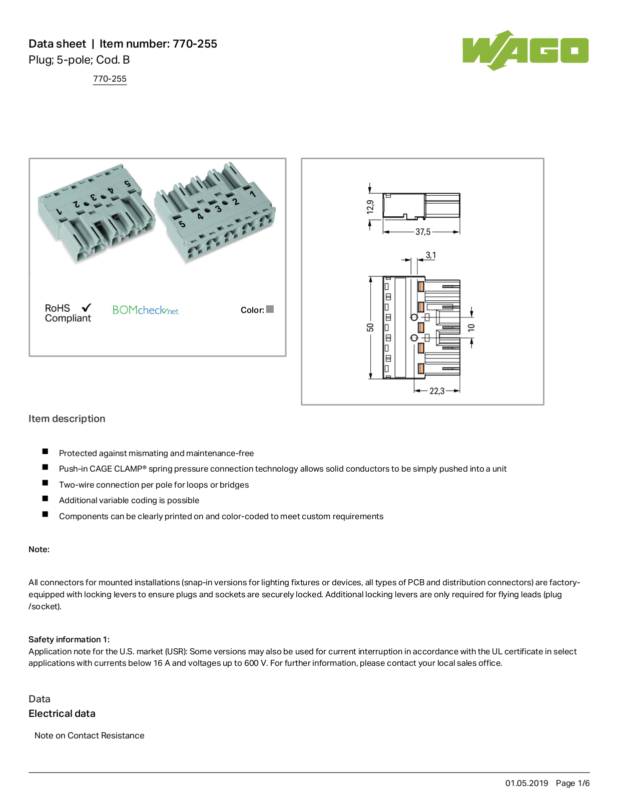 Wago 770-255 Data Sheet