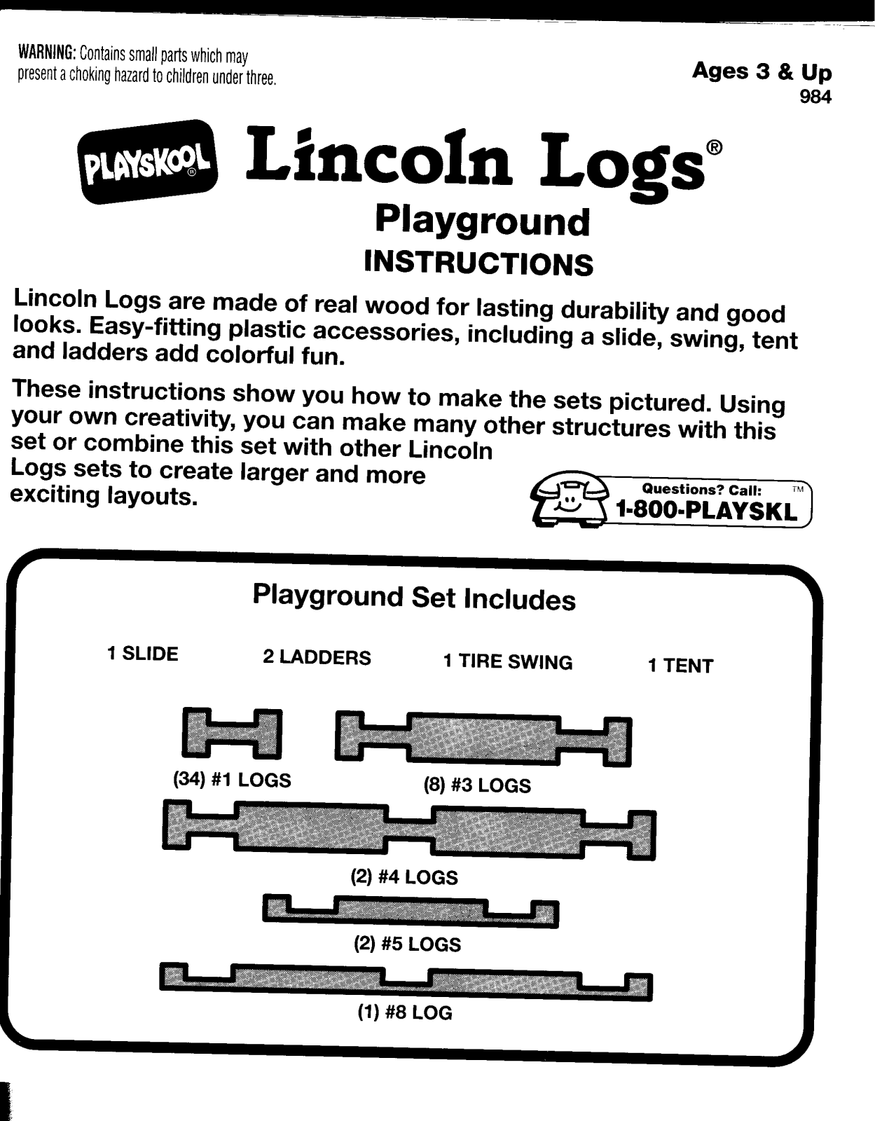 Hasbro LINCOLN LOGS PLAYGROUND User Manual