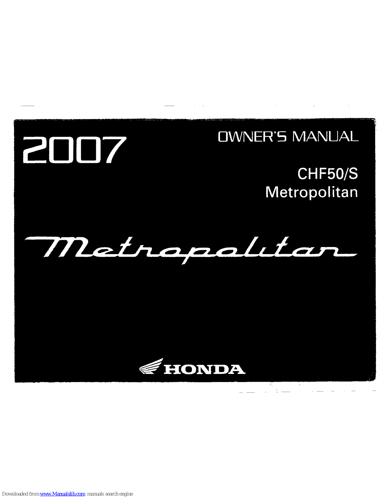 Honda CHF50 (2007) Owner's Manual